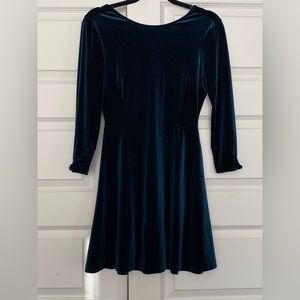 Zara Blue Velvet Dress with Sparkle Detail Size XS